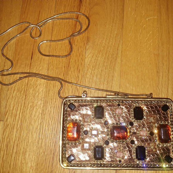 Moo Roo Purse Brown Tycoon Swarovski Crystal Gems - Picture 1 of 6